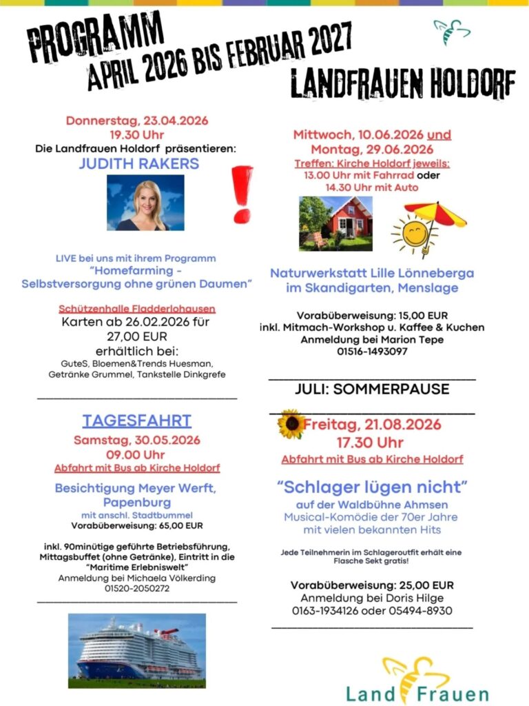 Programm der Holder Landfrauen 2026