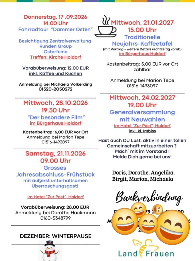 Programm der Holder Landfrauen 2026
